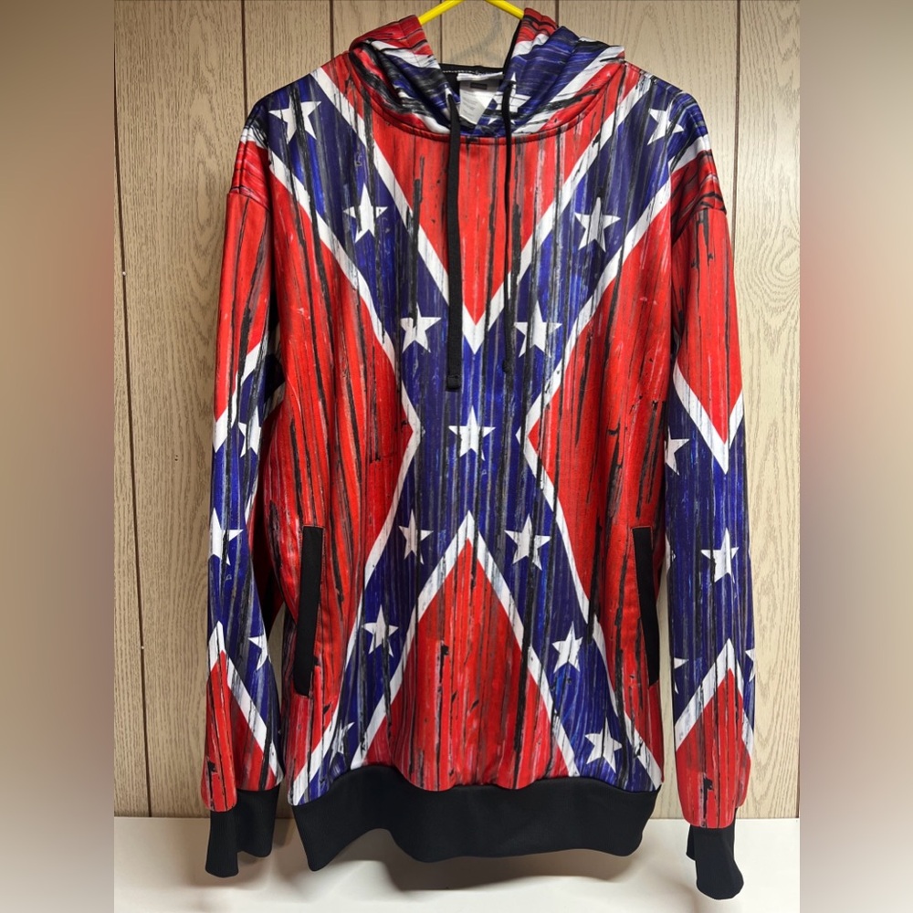 Rebel Flag Hoodie Sweatshirt by World Calhoun Pockets Size XL